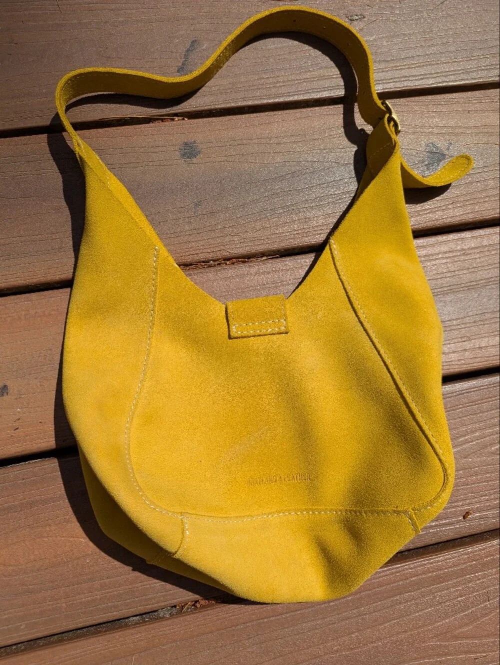 Portland Leather Goods Yellow Suede Hobo Bag Slouchy Crossbody